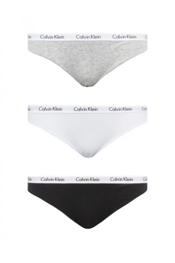 Calvin Klein  QD3588E-999 Bikini 3PK, βαμβακερά κυλοτάκια  σε συσκευασία των 3 τεμαχίων ΑΣΠΡΟ-ΜΑΥΡΟ-ΓΚΡΙ